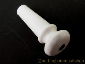 ACOUSTIC GUITAR WHITE PLASTIC ENDPIN STRAP BUTTON WITH WHITE DOT